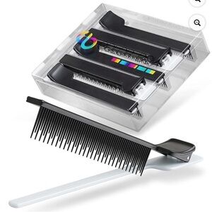 Black Color Bow Teasing Clip Comb Black 5 Pack